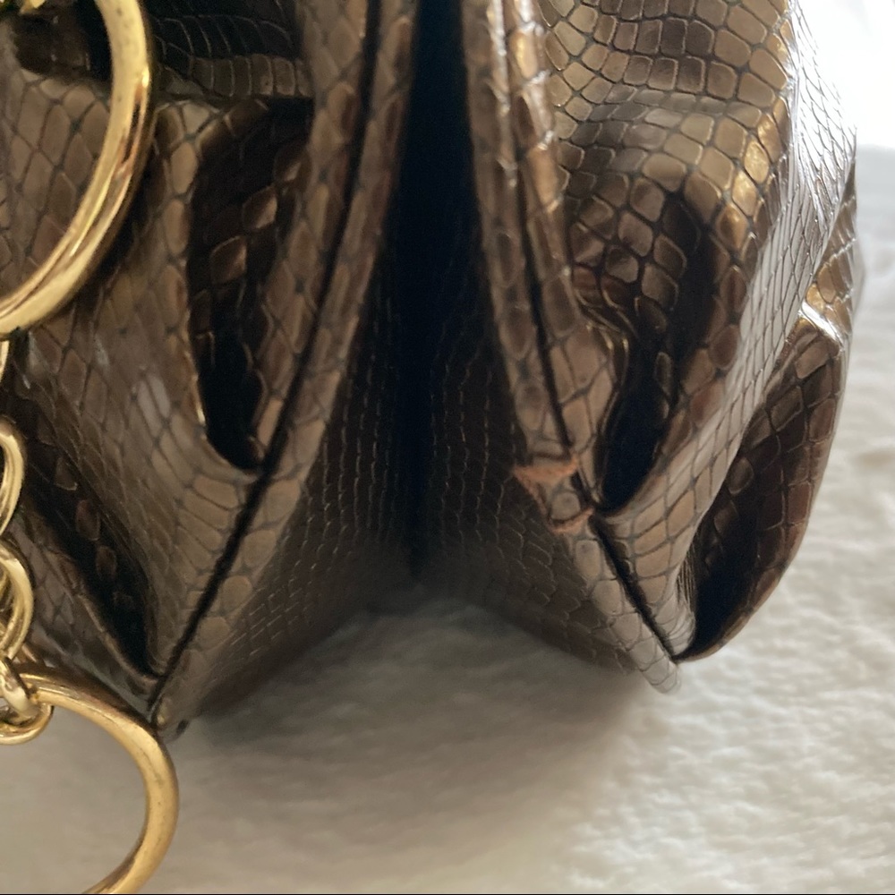 Giannini Gold Faux Leather Snakeskin Bag - Picture 4 of 15